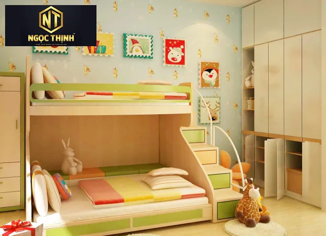 GIƯỜNG TẦNG TRẺ EM NGỌC THỊNH CHO DIỆN TÍCH PHÒNG NHỎ